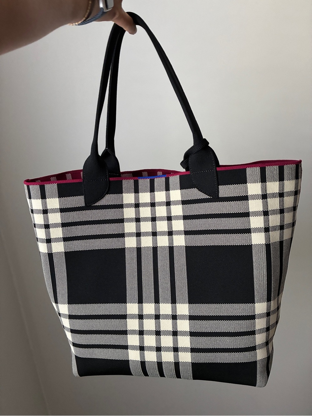 Rothy’s BlackBerry Reversible Plaid Lightweight Tote - Picture 2 of 4